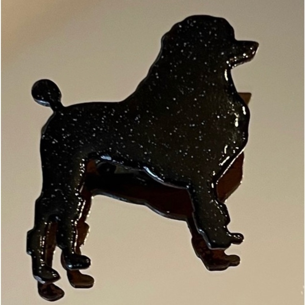 Vintage - Resin Poodle Dog Pin Brooch - Antique - 1970s